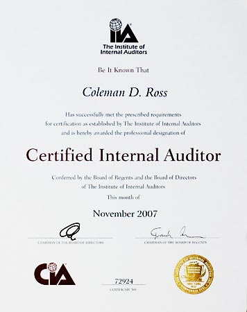 Certified Financial Services Auditor certificate