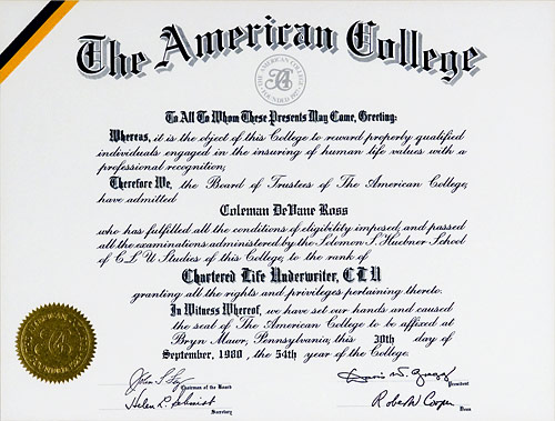 Chartered Life Underwriter certificate