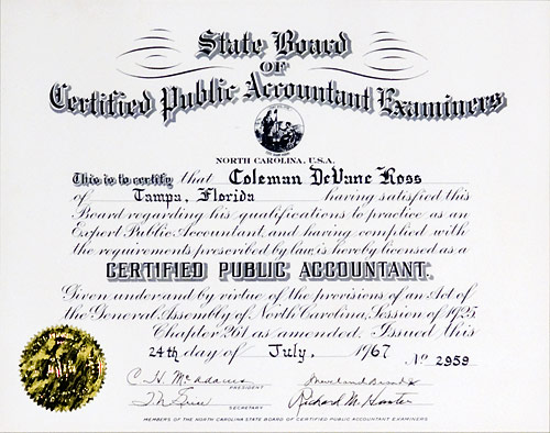 Certified Public Accountant certificate